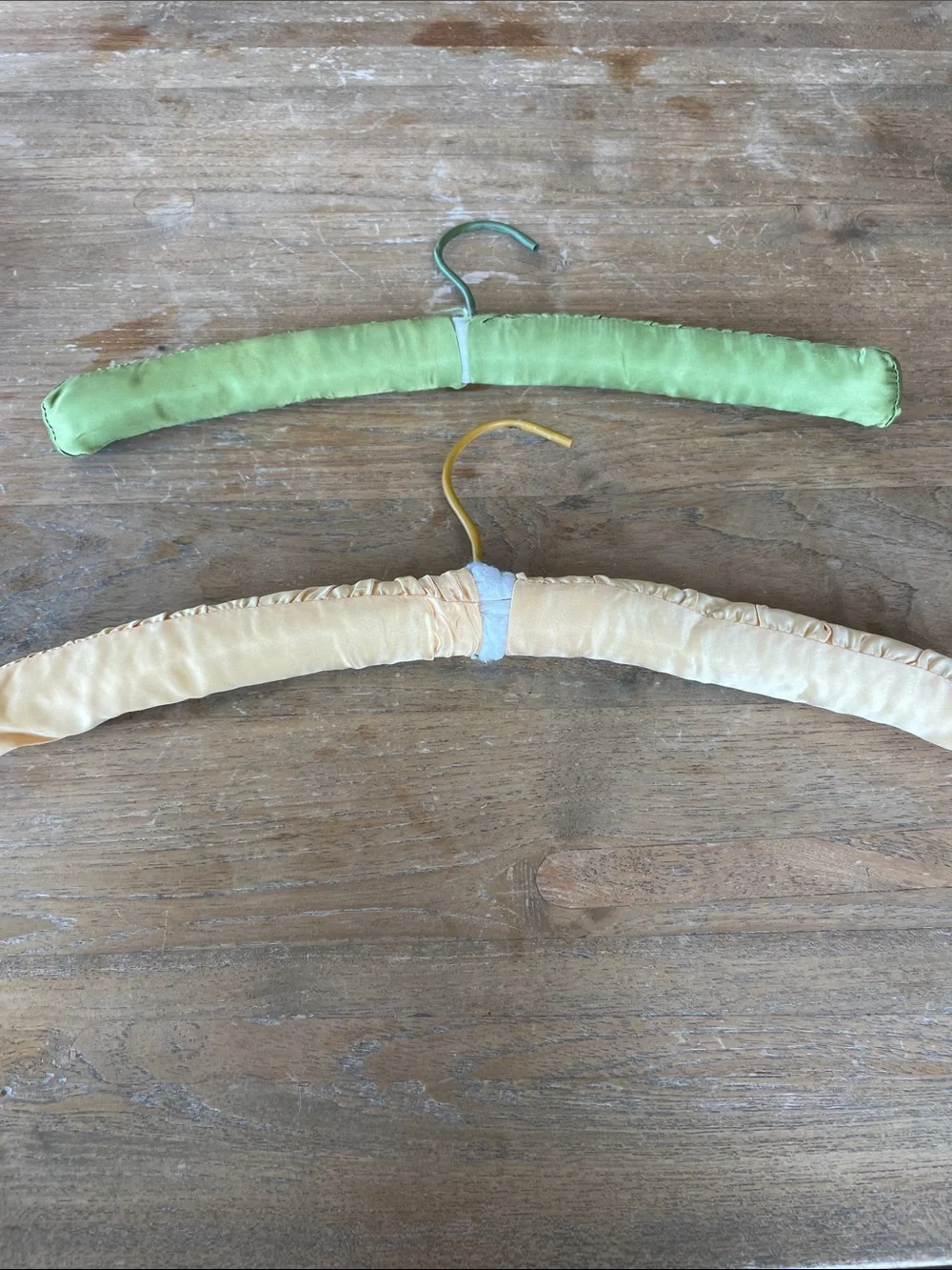 Vintage padded satin boudoir hangers.